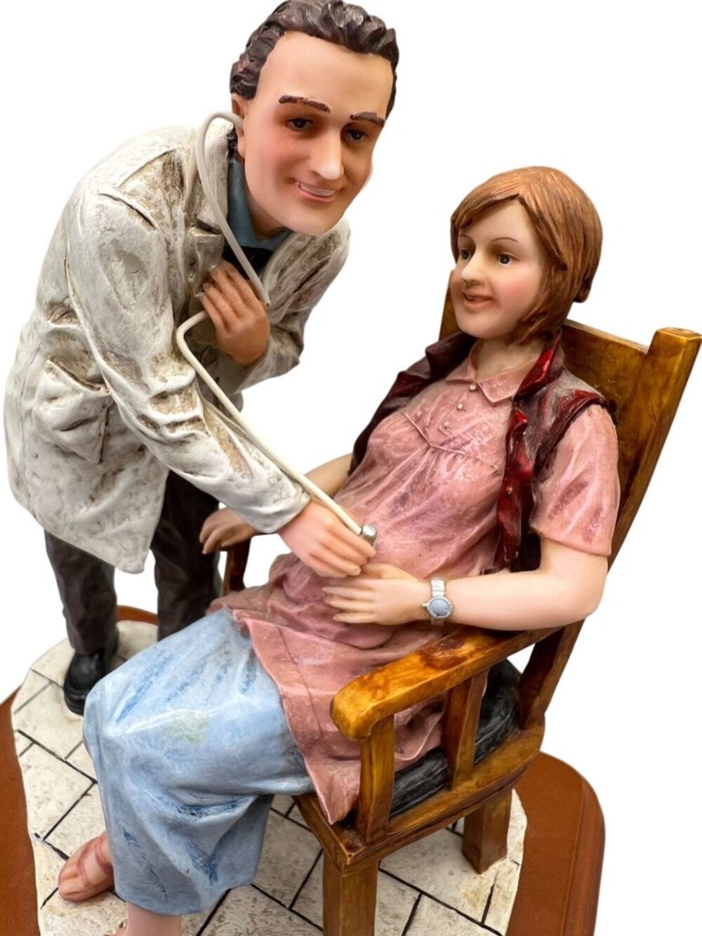 Baby Shower Gift Doctor Mother Listening Heart Beat 7" Figurine Sounds Of Life
